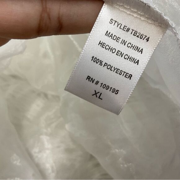 NEW Love J white organza sheer faux wrap peplum top blouse XL - Picture 13 of 13